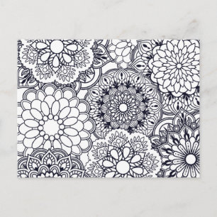 Kleur uw eigen Floral Mandalas Briefkaart