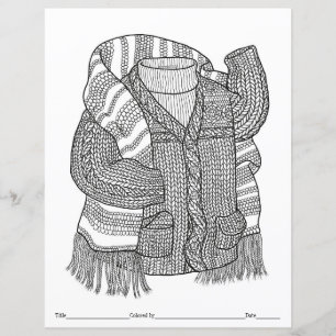 KLEUR UW EIGEN gebreide trui & sjaal Kleurplaat
