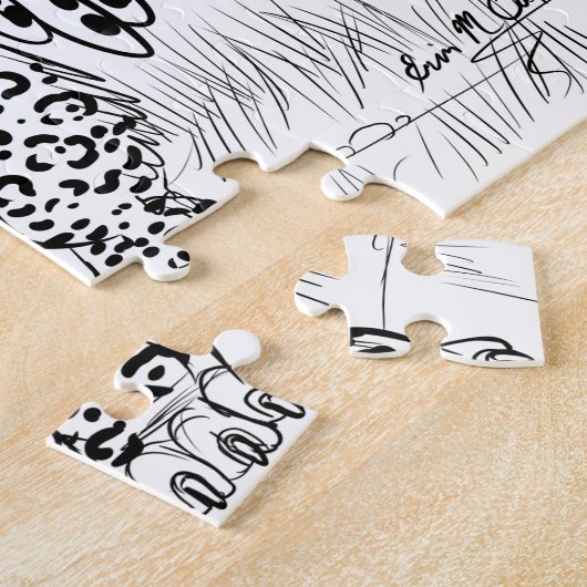 Kleur uw eigen Geviste leopard Griffin Legpuzzel (Zijkant)