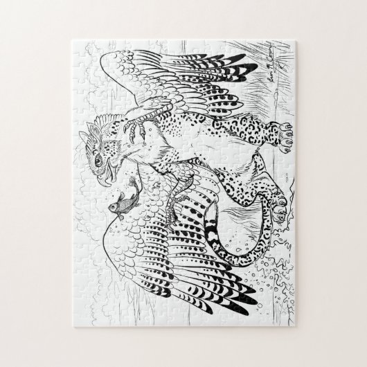Kleur uw eigen Geviste leopard Griffin Legpuzzel (Verticaal)