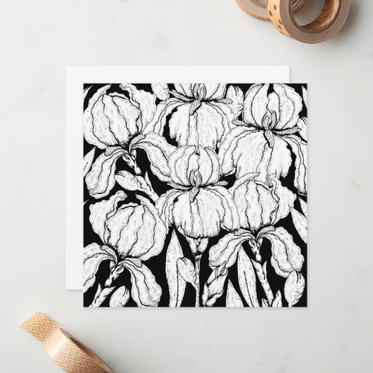 Kleur uw eigen Iris-bloemen Notitiekaartje (Voorkant / Achterkant in situ)