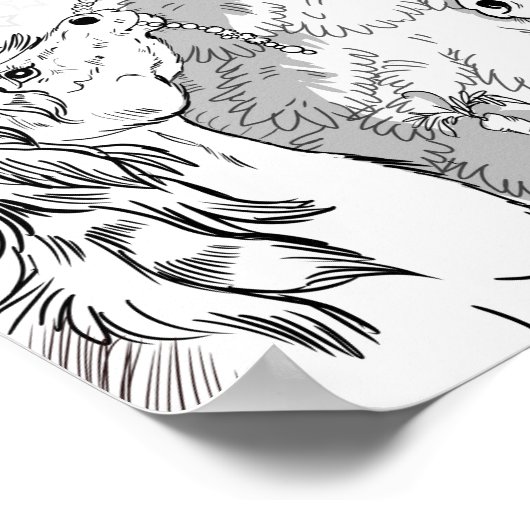 Kleur uw eigen kerstpony's poster (Hoek)