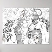Kleur uw eigen kerstpony's poster (Voorkant)
