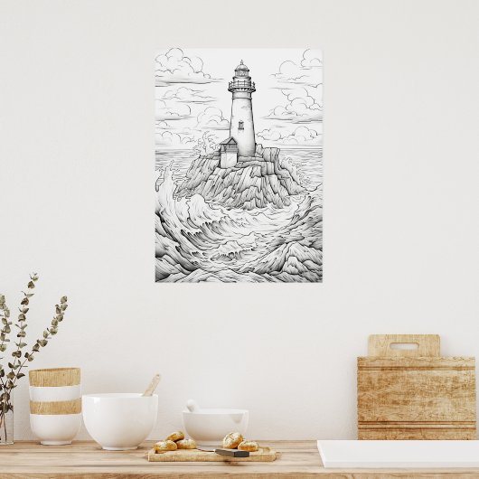 Kleur Uw Eigen Lichte Huis Volwassen Kleuren Poster (Keuken)