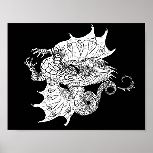 Kleur uw eigen lijnkunstdraak poster (Voorkant)