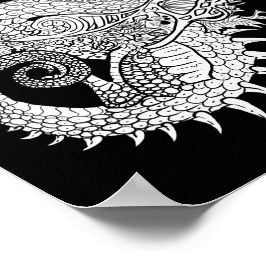 Kleur uw eigen Mystical Dragon Poster (Hoek)