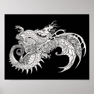 Kleur uw eigen Mystical Dragon Poster