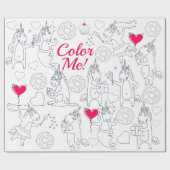 Kleur uw eigen persoonlijke, persoonlijke Unicorn- Cadeaupapier (Vlak)