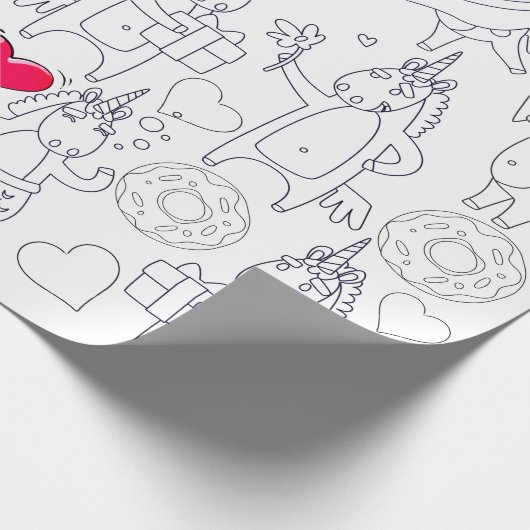 Kleur uw eigen persoonlijke, persoonlijke Unicorn- Cadeaupapier (Hoek)
