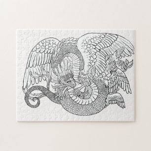 Kleur uw eigen Quetzacoatl Legpuzzel