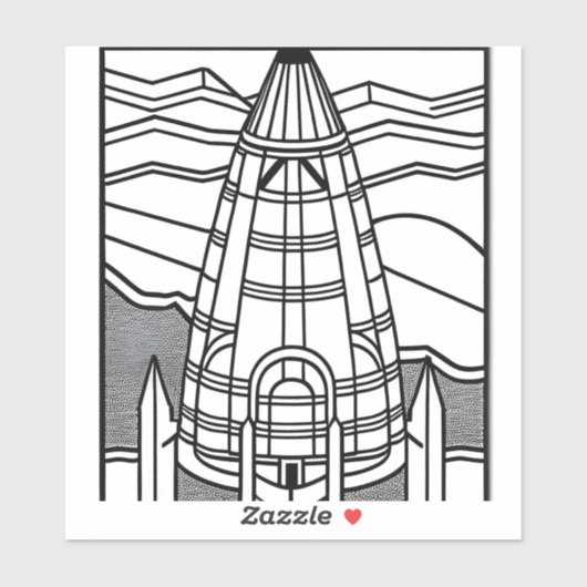 Kleur uw eigen ruimtevaartuig - zwart, wit ontwerp sticker (Vel)