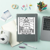 Kleur uw eigen ruimtevaartuig - zwart, wit ontwerp sticker (iPad Cover)