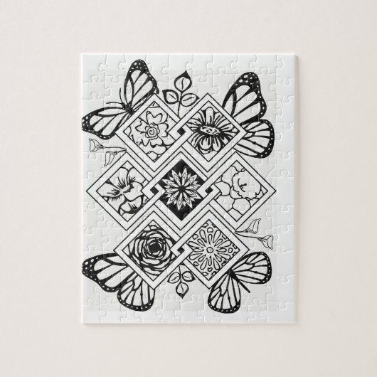 Kleur uw eigen spuitvlinderbloemen legpuzzel (Verticaal)