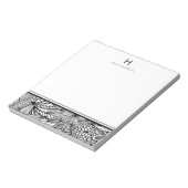 Kleur uw eigen | Tropisch zwart-wit monogram Notitieblok (Gedraaid)
