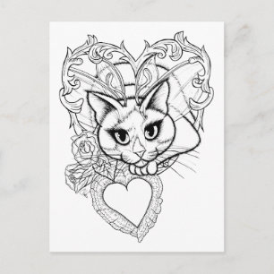 Kleur uw eigen Valentijn Fairy Cat Art Briefkaart