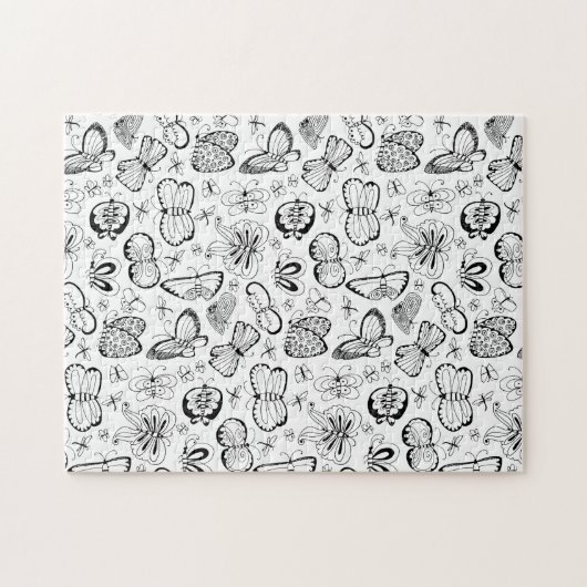 Kleur uw eigen vlinders zwart-wit legpuzzel (Horizontaal)