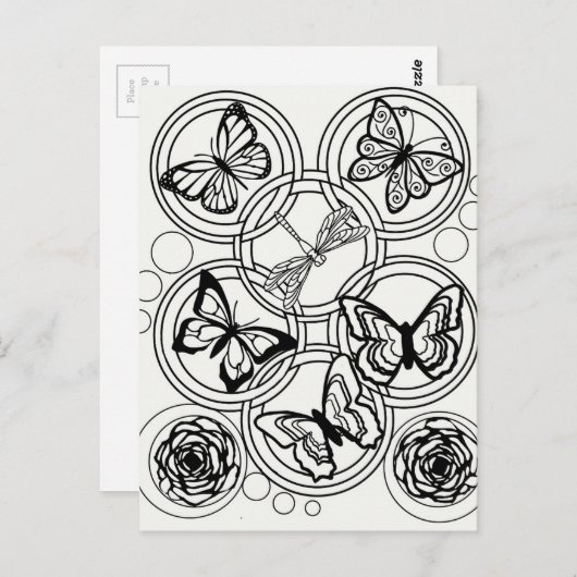 Kleur uw eigen volwassen kleurtiener briefkaart (Voorkant / Achterkant)