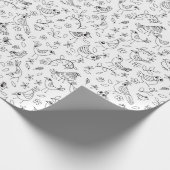 Kleur uw eigen witte vogels en bloemen cadeaupapier (Hoek)