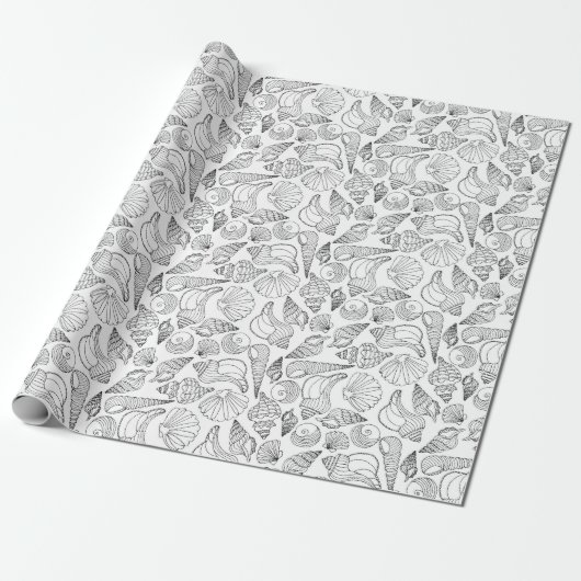 Kleur uw eigen zeeschelpen cadeaupapier (Uitgerold)