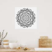 Kleur uw eigen zwart-wit Mandala Poster (Keuken)