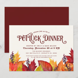 Kleur van de herfst Thanksgiving PotLuck Diner Kaart