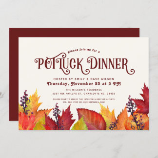 Kleur van de herfst | Thanksgiving PotLuck Diner Kaart