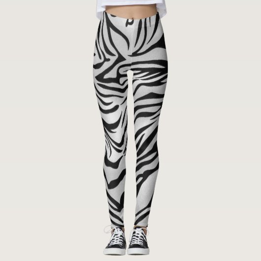 Kleur van de zwarte en witte tijger leggings (Voorkant)