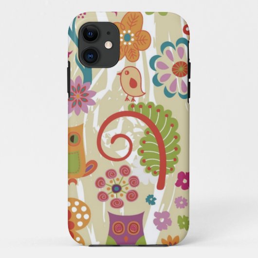 Kleur van Floral en Owl Case-Mate iPhone Case (Achterkant)