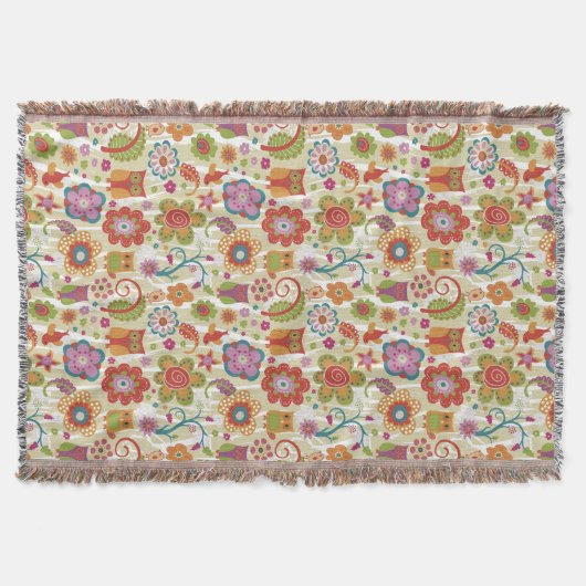 Kleur van Floral en Owl Deken (Voorkant)