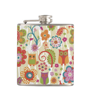 Kleur van Floral en Owl Heupfles