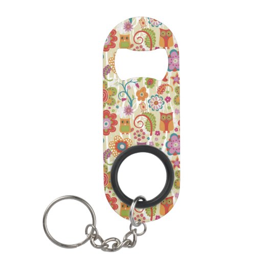 Kleur van Floral en Owl Sleutelhanger Flessenopener (Voorkant)