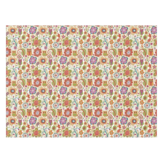 Kleur van Floral en Owl Tafelkleed (Voorkant (Horizontaal))