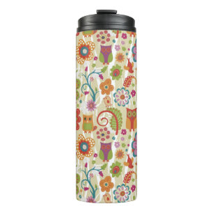Kleur van Floral en Owl Thermosbeker