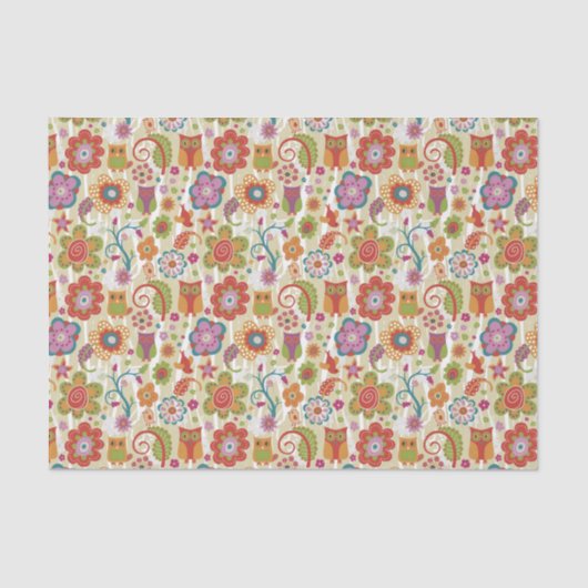 Kleur van Floral en Owl Tissuepapier (Voorkant)