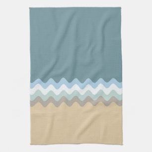 Kleur van het strand - Licht bruin en beige turquo Theedoek