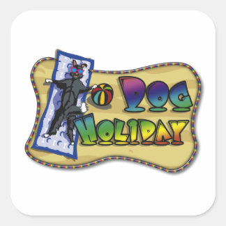 Kleur van het ticker square Dog Holiday Vierkante Sticker