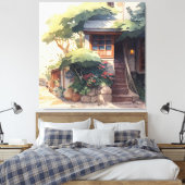 Kleur van klein tuinwater canvas afdruk (Insitu (Slaapkamer))