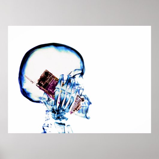 Kleur X-Ray Vision Skeleton Skull Phone Telefoon Poster (Voorkant)