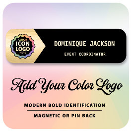 Kleur Zakelijk Logo Zwart Goud Klassiek Chevron ID Naamplaatje