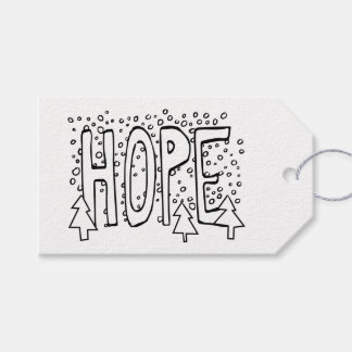 Kleur-zelf Kerstmis Sneeuwige Den met Hoop Cadeaulabel