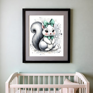 Kleuraccent Kinderkamer Bosdieren Eekhoorn Poster