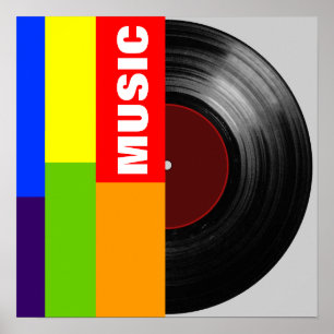 kleurbalken van vinyl-record poster