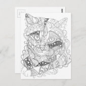 Kleurbare kat Abstracte art volwassen kleuren Briefkaart (Voorkant / Achterkant)