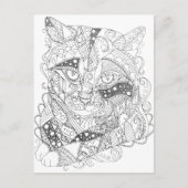 Kleurbare kat Abstracte art volwassen kleuren Briefkaart (Voorkant)