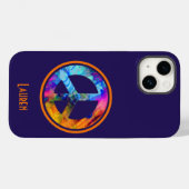 Kleurblauw vredesteken tegen blauw blauw Case-Mate iPhone case (Achterkant (horizontaal))