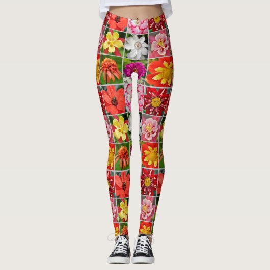 Kleurbloemkollage Leggings (Voorkant)