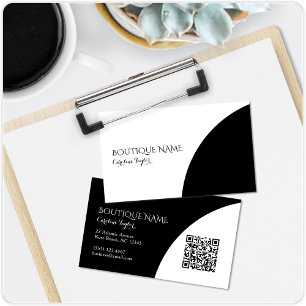 Kleurblok Boutique Zwart QR Code Zakelijke Kaart