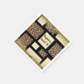 Kleurblok Crème Ivoor Zwart & Luipaard Jachtluipaa Servetten (Hoek)