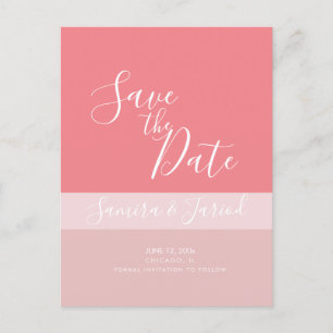 Kleurblok Drie Tinten Roze Save the Dates Briefkaart