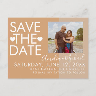 Kleurblok Harten Save the Date Foto Briefkaart
